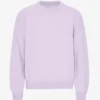 Jersey de cuello redondo oversize de lana merina - Lavanda suave