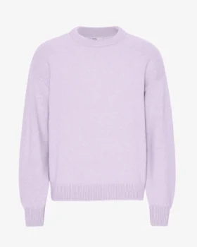 Jersey de cuello redondo oversize de lana merina - Lavanda suave