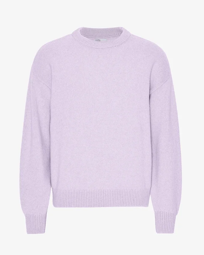 Jersey de cuello redondo oversize de lana merina - Lavanda suave