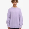 Jersey de cuello redondo oversize de lana merina - Lavanda suave