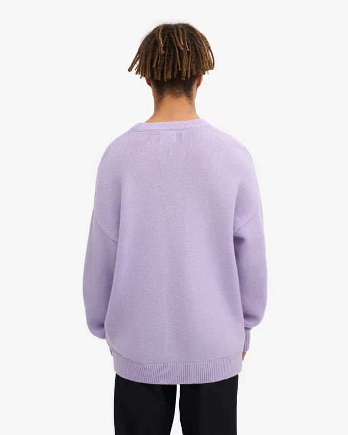 Jersey de cuello redondo oversize de lana merina - Lavanda suave