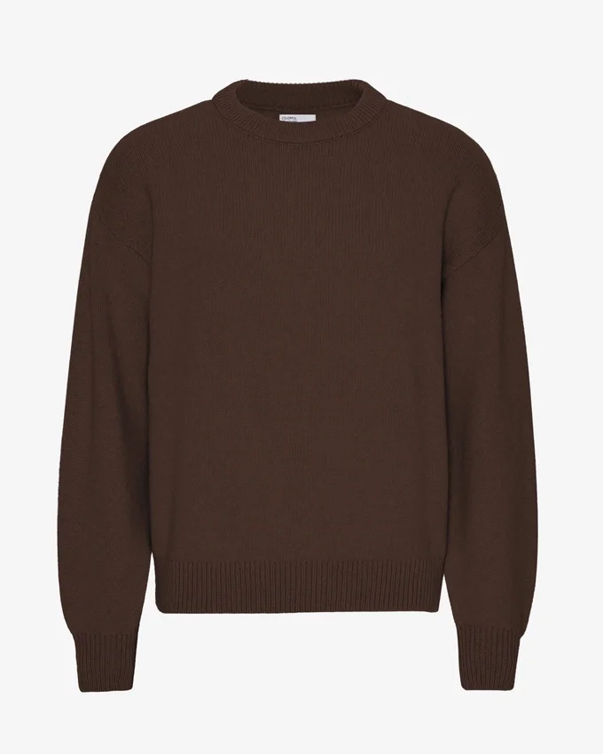 Jersey de cuello redondo oversize de lana merina - Marrón café