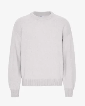Jersey de cuello redondo oversize de lana merina - Mezcla de colores nieve