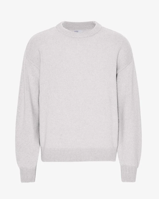 Jersey de cuello redondo oversize de lana merina - Mezcla de colores nieve