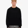 Jersey de cuello redondo oversize de lana merina - Negro intenso