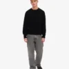 Jersey de cuello redondo oversize de lana merina - Negro intenso