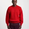 Jersey de cuello redondo oversize de lana merina - Rojo escarlata
