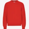Jersey de cuello redondo oversize de lana merina - Rojo mandarina