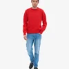 Jersey de cuello redondo oversize de lana merina - Rojo mandarina