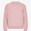 Jersey de cuello redondo oversize de lana merina - Rosa descolorido