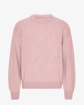 Jersey de cuello redondo oversize de lana merina - Rosa descolorido