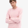 Jersey de cuello redondo oversize de lana merina - Rosa descolorido