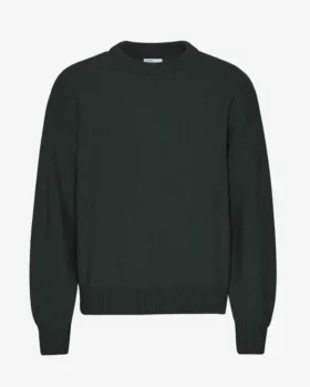 Jersey de cuello redondo oversize de lana merina - Verde cazador