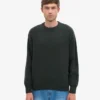 Jersey de cuello redondo oversize de lana merina - Verde cazador