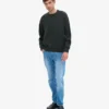 Jersey de cuello redondo oversize de lana merina - Verde cazador