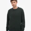 Jersey de cuello redondo oversize de lana merina - Verde cazador