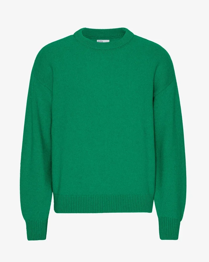 Jersey de cuello redondo oversize de lana merina - Verde Kelly