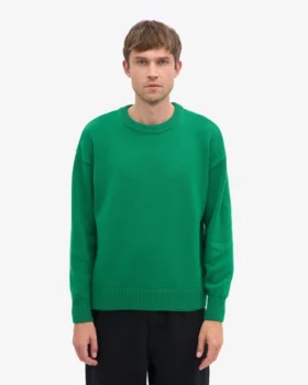 Jersey de cuello redondo oversize de lana merina – Verde Kelly
