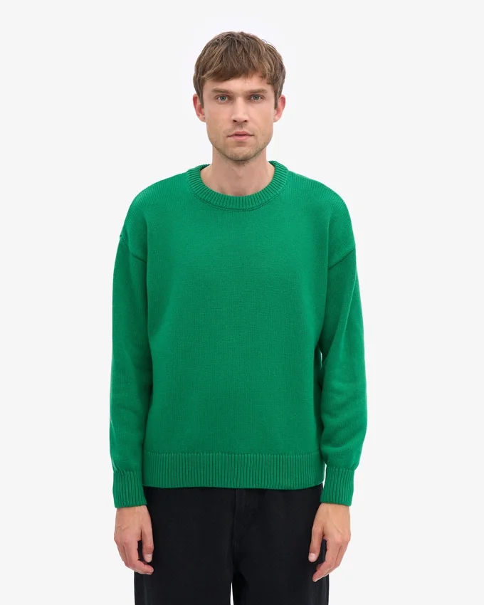 Jersey de cuello redondo oversize de lana merina - Verde Kelly
