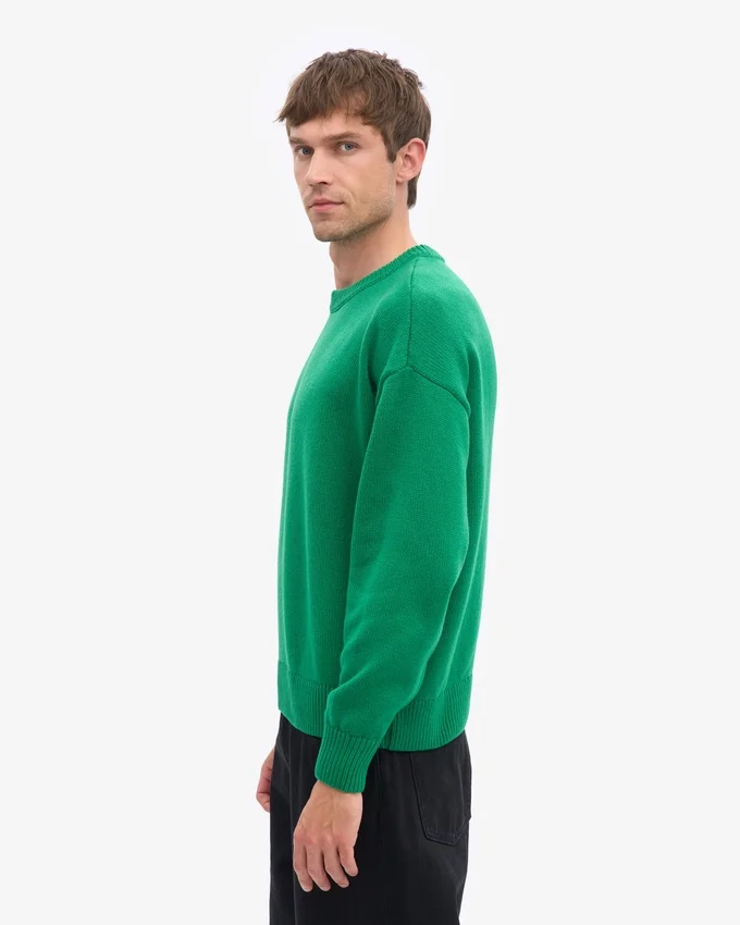 Jersey de cuello redondo oversize de lana merina - Verde Kelly
