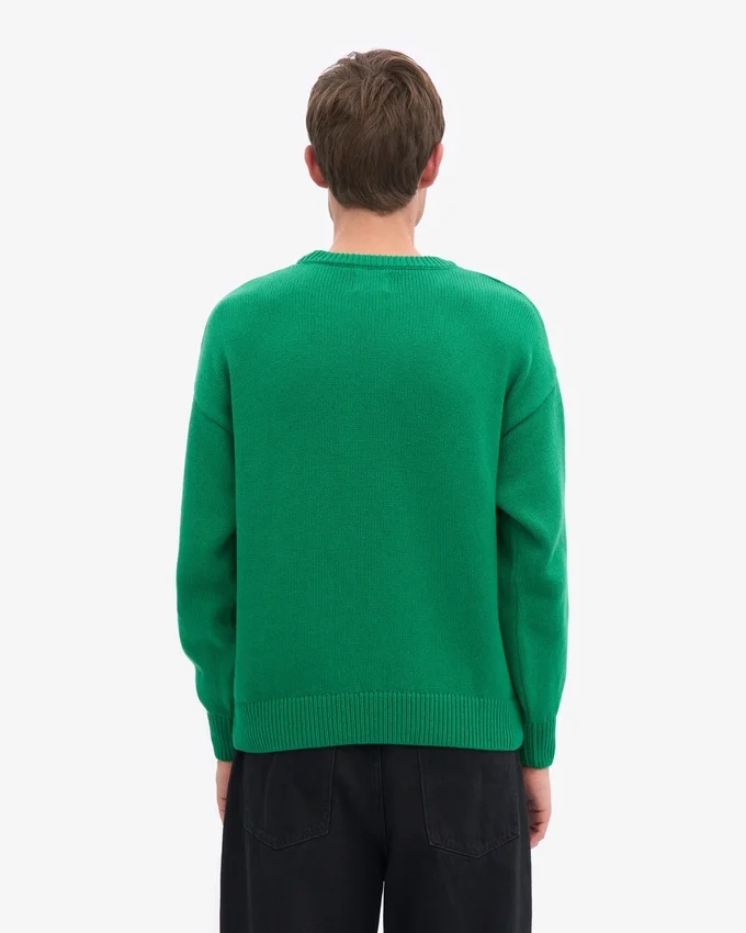 Jersey de cuello redondo oversize de lana merina - Verde Kelly