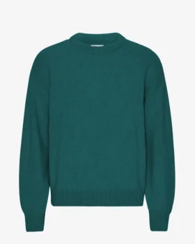 Jersey de cuello redondo oversize de lana merina - Verde océano