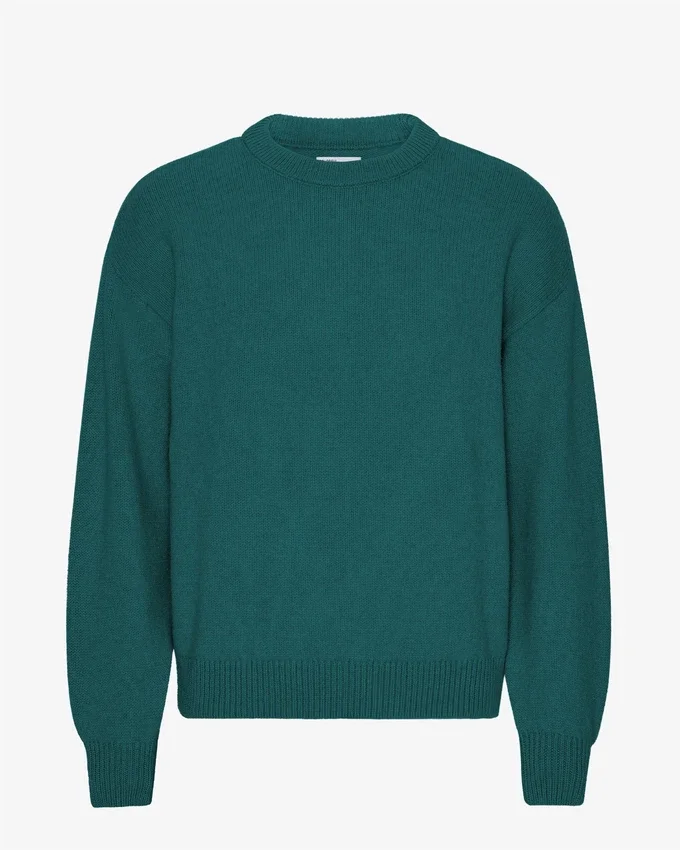 Jersey de cuello redondo oversize de lana merina - Verde océano