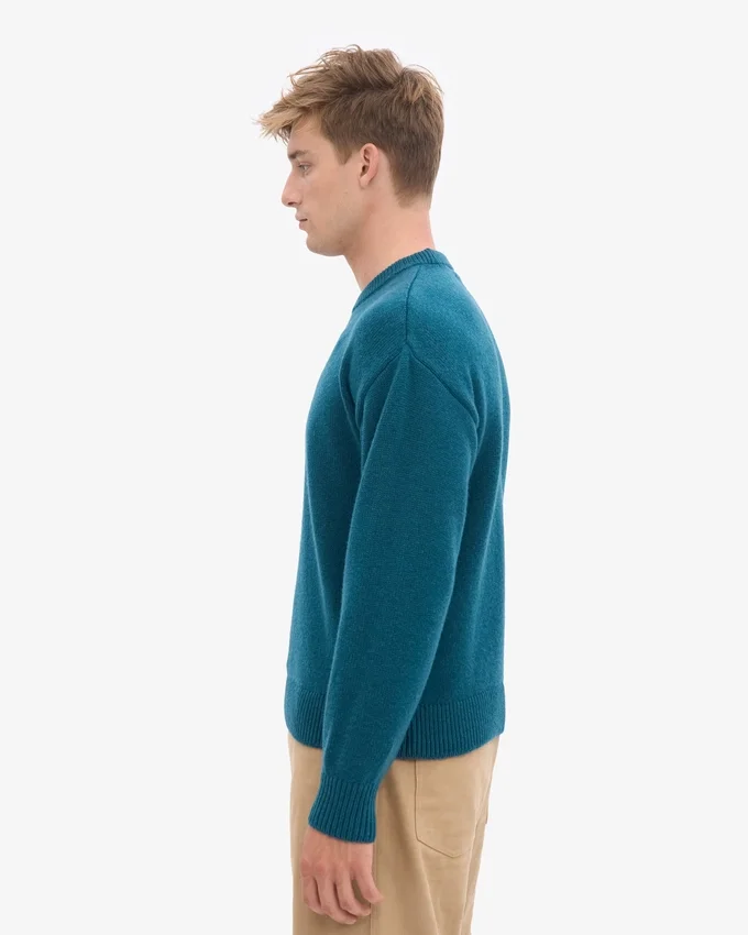 Jersey de cuello redondo oversize de lana merina - Verde océano