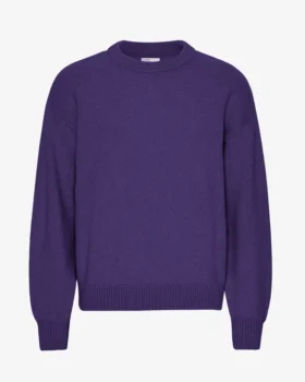Jersey de cuello redondo oversize de lana merina - Violeta ultra