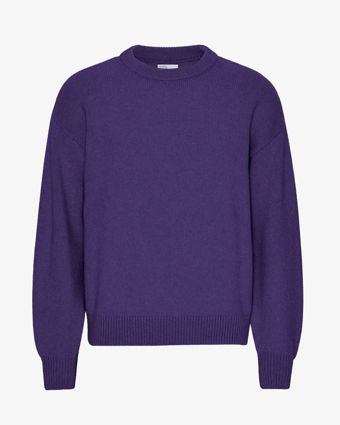 Jersey de cuello redondo oversize de lana merina - Violeta ultra