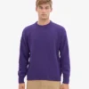 Jersey de cuello redondo oversize de lana merina - Violeta ultra