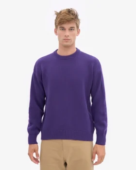 Jersey de cuello redondo oversize de lana merina – Violeta ultra