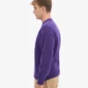 Jersey de cuello redondo oversize de lana merina - Violeta ultra