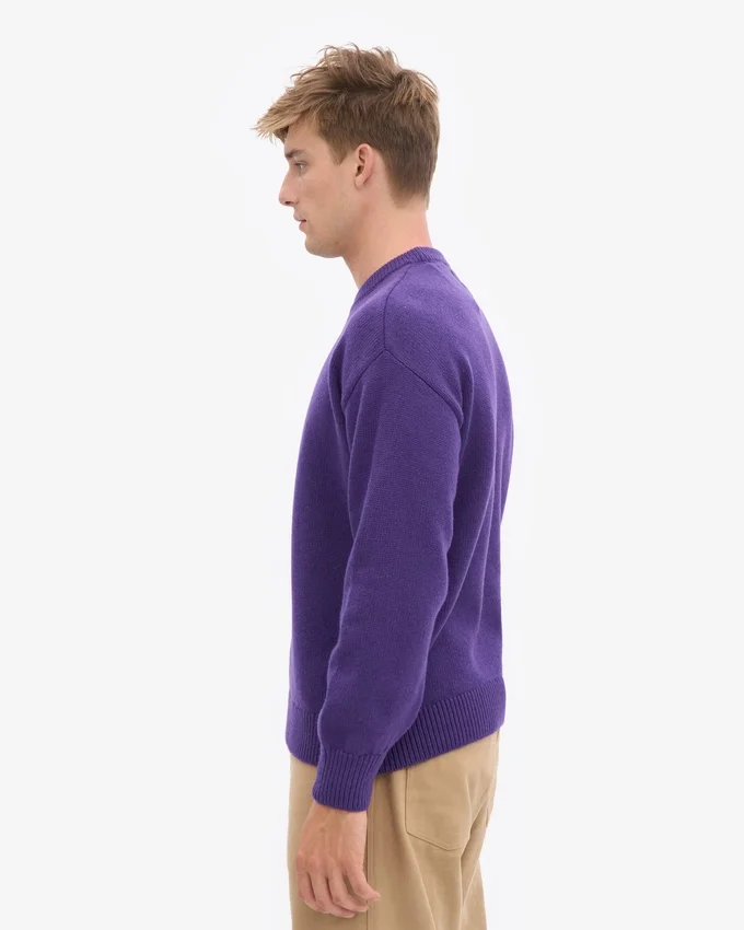 Jersey de cuello redondo oversize de lana merina - Violeta ultra