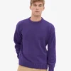 Jersey de cuello redondo oversize de lana merina - Violeta ultra