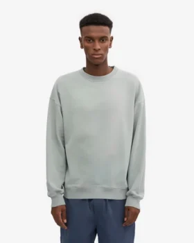 Jersey de cuello redondo oversize orgánico – Azul acero