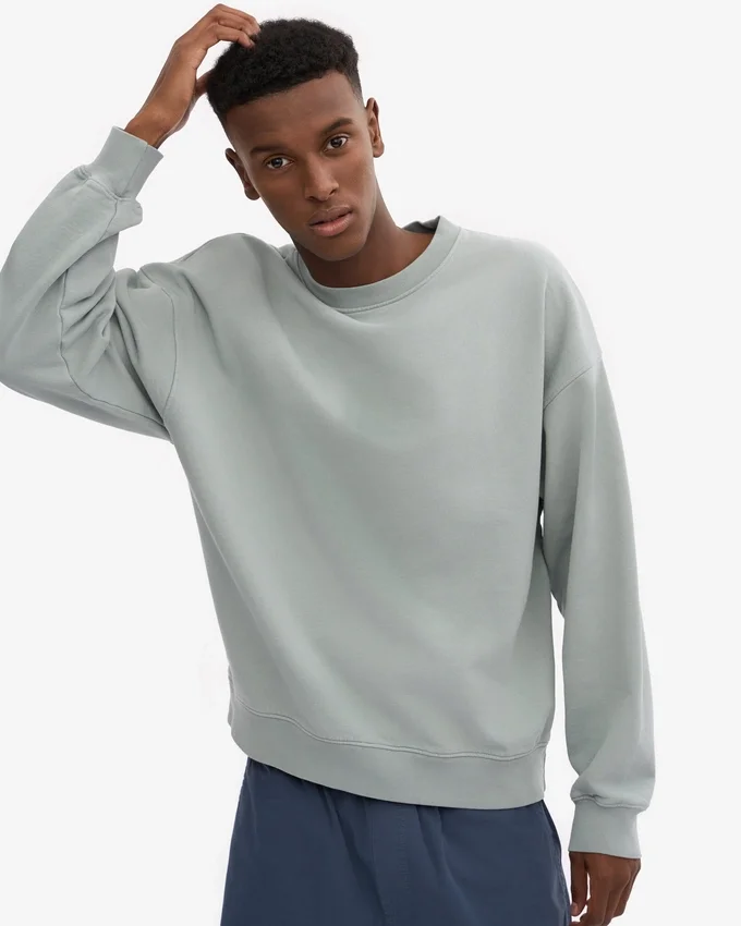 Jersey de cuello redondo oversize orgánico - Azul acero