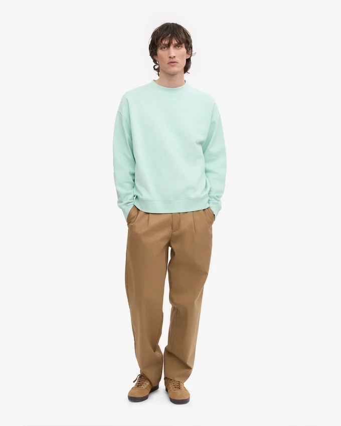 Jersey de cuello redondo oversize orgánico - Azul aguamarina claro