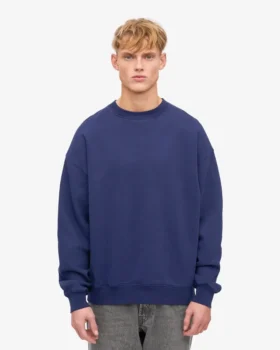 Jersey de cuello redondo oversize orgánico – Azul marino
