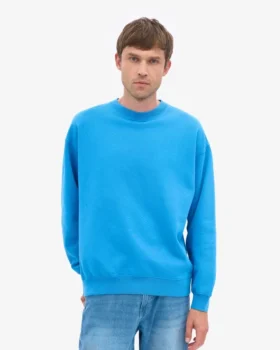 Jersey de cuello redondo oversize orgánico – Azul Pacífico