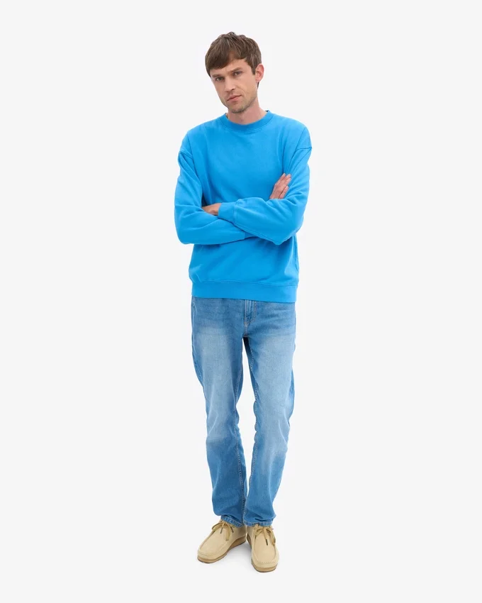 Jersey de cuello redondo oversize orgánico - Azul Pacífico