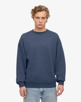 Jersey de cuello redondo oversize orgánico – Azul petróleo