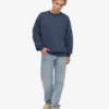 Jersey de cuello redondo oversize orgánico - Azul petróleo
