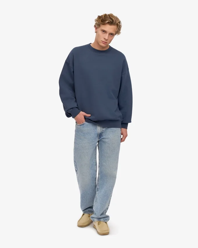 Jersey de cuello redondo oversize orgánico - Azul petróleo