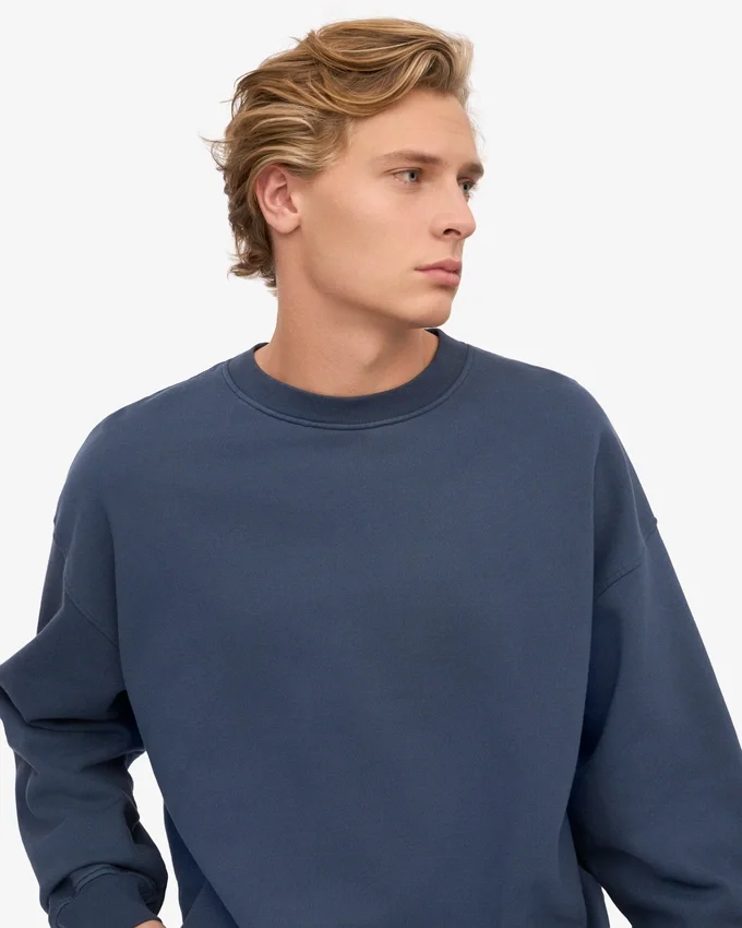 Jersey de cuello redondo oversize orgánico - Azul petróleo