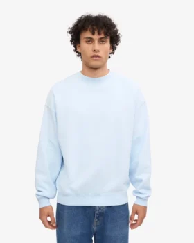 Jersey de cuello redondo oversize orgánico – Azul polar