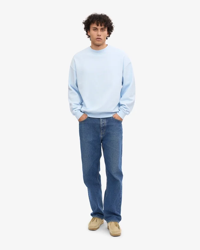 Jersey de cuello redondo oversize orgánico - Azul polar