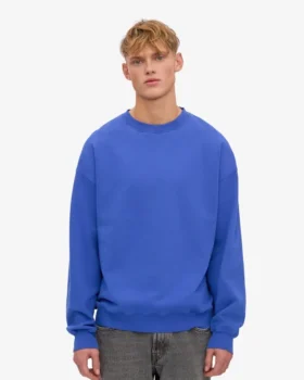 Jersey de cuello redondo oversize orgánico – Azul zafiro