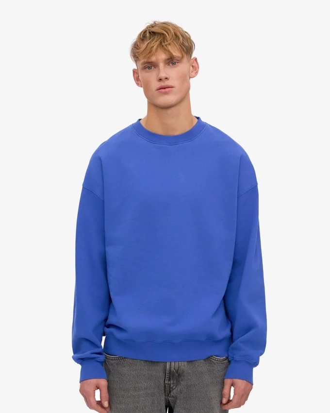 Jersey de cuello redondo oversize orgánico - Azul zafiro