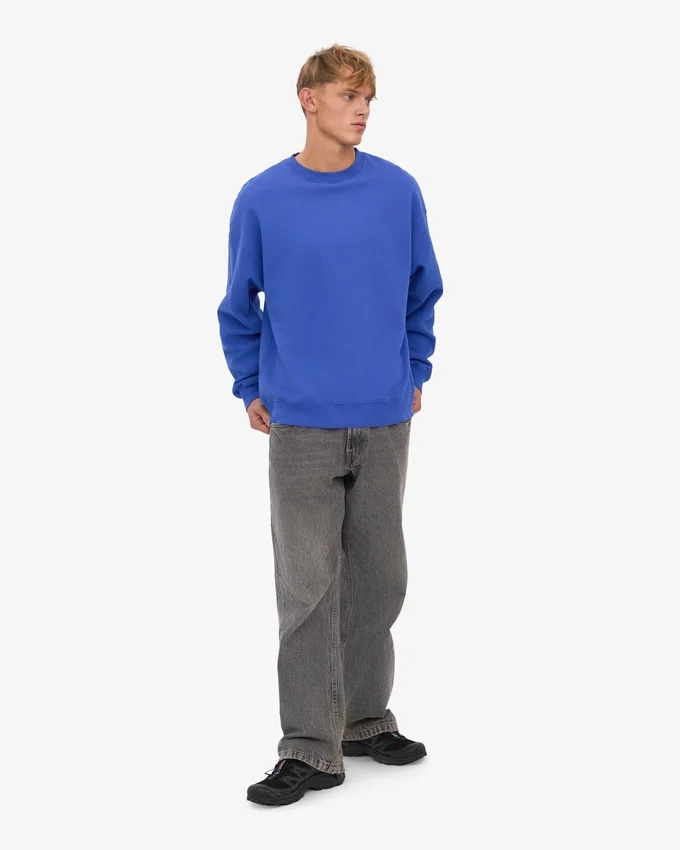 Jersey de cuello redondo oversize orgánico - Azul zafiro